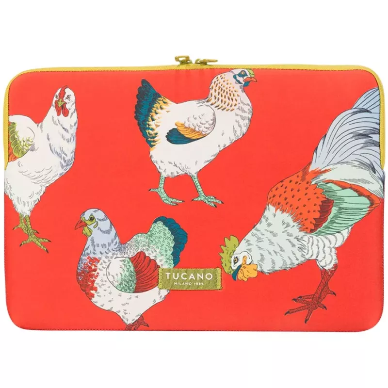 TUCANO SCHIZZO Hülle für MacBook Air 15 Zoll / Laptops 13-14 Zoll, Fauna Galline Orange