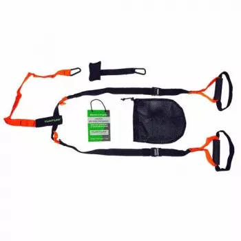 Tunturi 14TUSFU154 Suspension / Sling Trainer – Verstellbare Körpergewichts-Gurte mit Türanker, Schwarz/Gelb