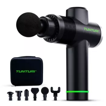 Tunturi MG40 Massage Gun – 20-Gang-Percussionsmassagegerät mit 6 Aufsätzen und 11 h Akku