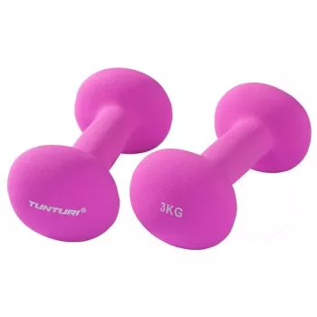 Tunturi Neoprene-Kurzhanteln 3 kg (Paar) Violett – Sechseckiges Anti-Roll-Design