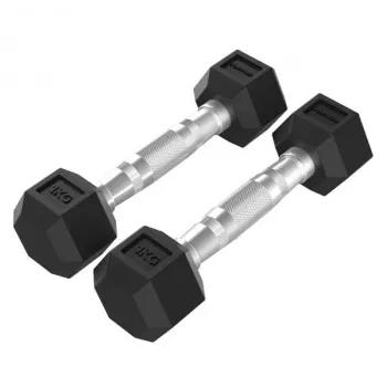 Tunturi Platinum Hex Rubber Dumbbell, 1kg, Paar