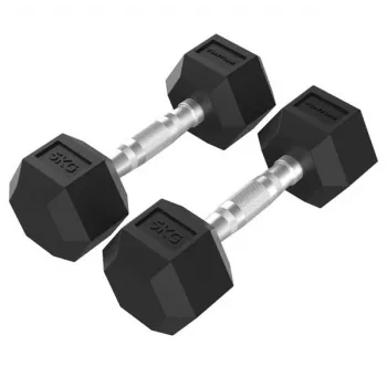 Tunturi Platinum Hex Rubber Dumbbell, 5kg, Paar