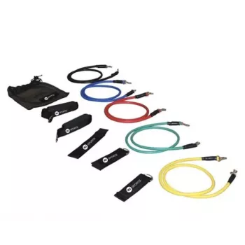 TUNTURI RS Sports Tubing Set Medium - 5 Widerstandsröhren mit Griffen, Knöchelriemen, Türhalterung und Tragetasche