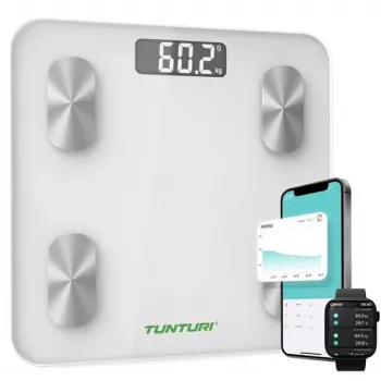 Tunturi SC30 Smart-Körperanalysewaage – Bluetooth, 11 Körperwerte, Weiß