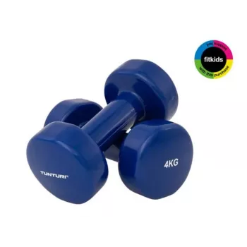 Tunturi Vinyl-Hantelset 2 x 4 kg, Blau, Paar mit konturiertem Griff