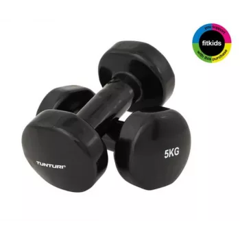 Tunturi Vinyl-Hanteln 5,0 kg (Set aus 2) Schwarz - Gusseisenkern, rutschfester ergonomischer Griff