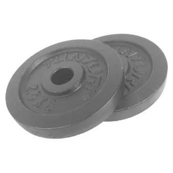 Tunturi Gewichtsplatten 2,5 kg (Paar) – Schwarze Gusseisen-Scheiben mit 30 mm Bohrung