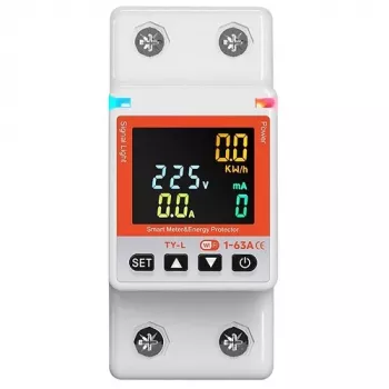 TUYA Smart Energiezähler 2P+N 63A Wi-Fi | Einphasiger DIN-Schienen-Energiemonitor mit App-Steuerung