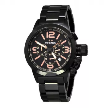 TW STEEL MAN TW312 40mm Quarz-Chronograph Herrenuhr Schwarzes Zifferblatt Lederarmband