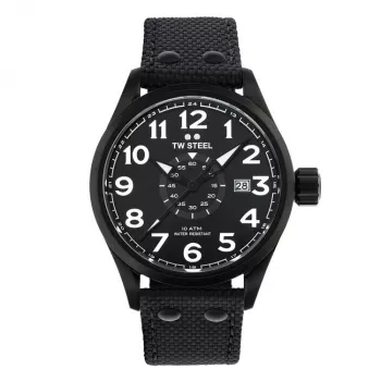 TW STEEL VS41-Volante Herren-Quarzuhr 45mm schwarzes Zifferblatt Lederarmband