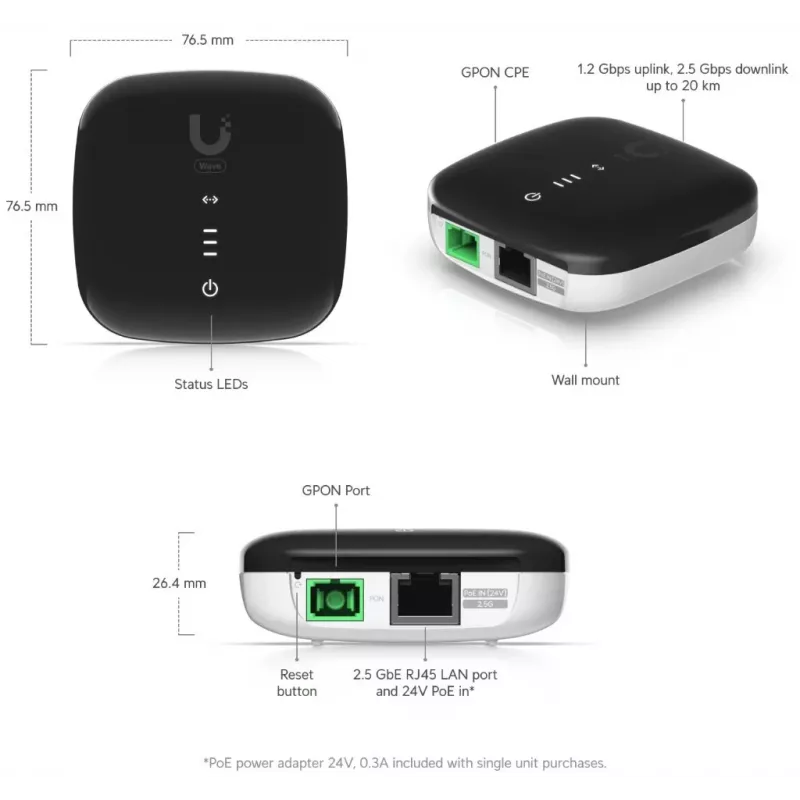 UBIQUITI WAVE-FIBER-ONU-20 GPON ONT 2.5 Gbps bis 20 km, 20er-Pack