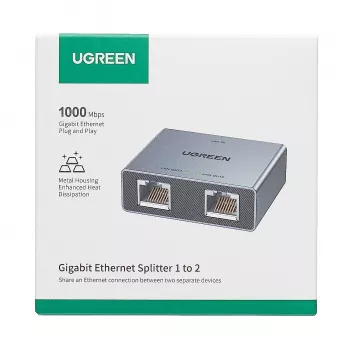 UGREEN 1-zu-2 Gigabit Ethernet-Splitter, 1000Mbps LAN-Netzwerkadapter, RJ45 Stecker auf 2 Buchsen, passiv, Schwarz