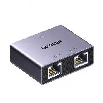UGREEN 1-zu-2 Gigabit Ethernet-Splitter, 1000Mbps LAN-Netzwerkadapter, RJ45 Stecker auf 2 Buchsen, passiv, Schwarz