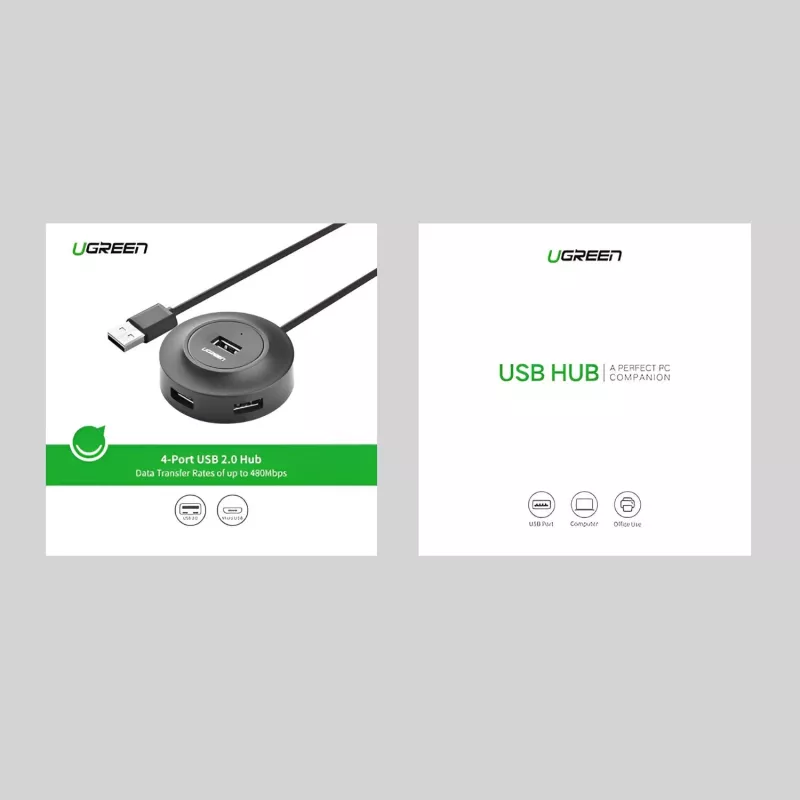 UGREEN 4-in-1 USB 2.0 Hub (20777) - Schwarz