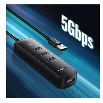 UGREEN 4-in-1 USB Hub 4x USB-A 3.0 PD DC 12V 0,25m Schwarz (CM416 10915)