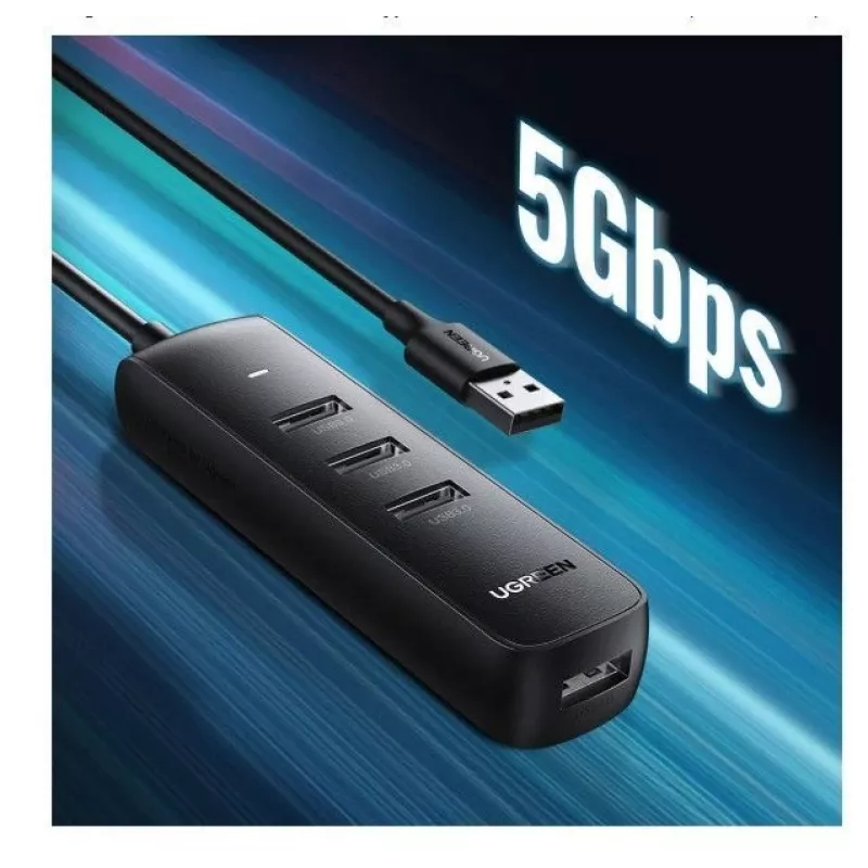 UGREEN 4-in-1 USB Hub 4x USB-A 3.0 PD DC 12V 0,25m Schwarz (CM416 10915)
