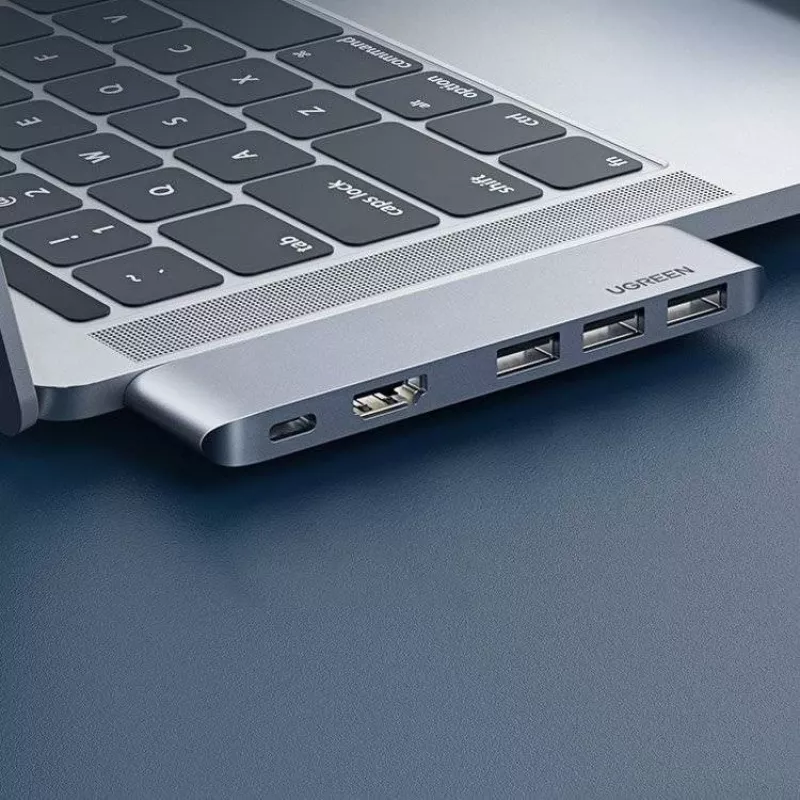 UGREEN 60559 USB-C Docking Station 9-in-1 Hub mit 4K HDMI, 3x USB 3.0, Gigabit Ethernet, SD/MicroSD, 100W PD, Silber