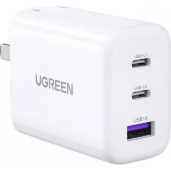 UGREEN 65W USB-C Schnellladegerät mit USB-A-Anschluss - 3-Port Wandladegerät, PD3.0/QC4.0+, Non-GaN, Schwarz (90496)