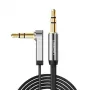 UGREEN AV119 3,5-mm-Flach-Aux-Kabel mit rechtwinkligem Stecker, 2 m - Schwarz/Silber