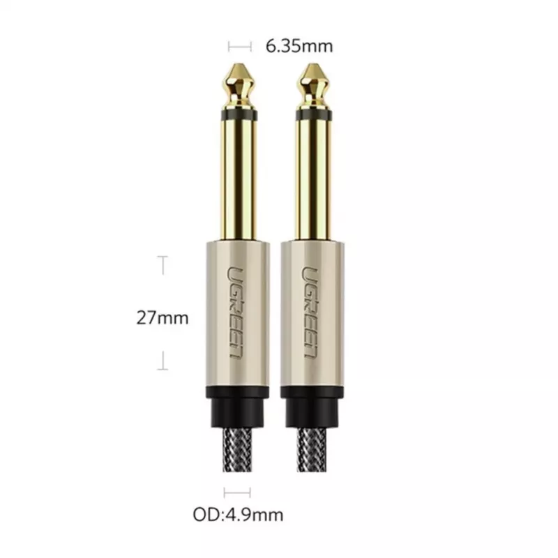 UGREEN AV128 10639 Mono TS Kabel 6,35mm Klinke auf 6,35mm Klinke 3m - Grau