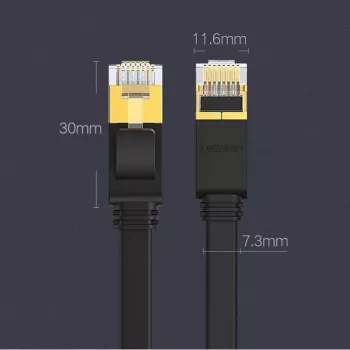 UGREEN Cat 7 STP Ethernet Patchkabel 10m Schwarz Flach RJ45 LAN 10 Gbit/s