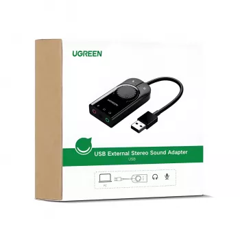 UGREEN CM129 USB-A auf 3,5mm externer Stereo-Sound-Adapter - Schwarz