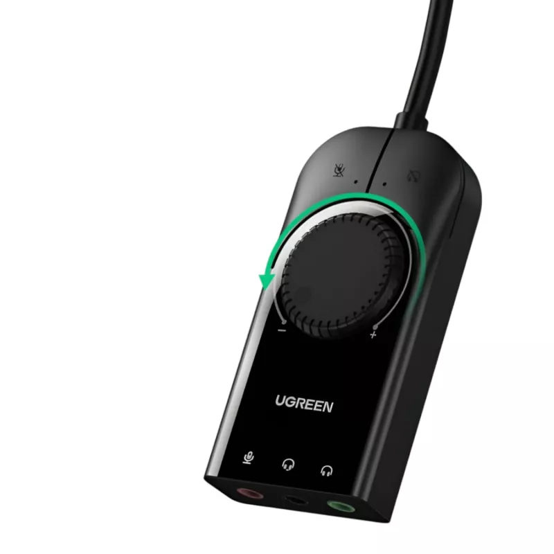 UGREEN CM129 USB-A auf 3,5mm externer Stereo-Sound-Adapter - Schwarz