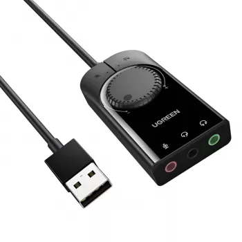 UGREEN CM129 USB-A auf 3,5mm externer Stereo-Sound-Adapter - Schwarz