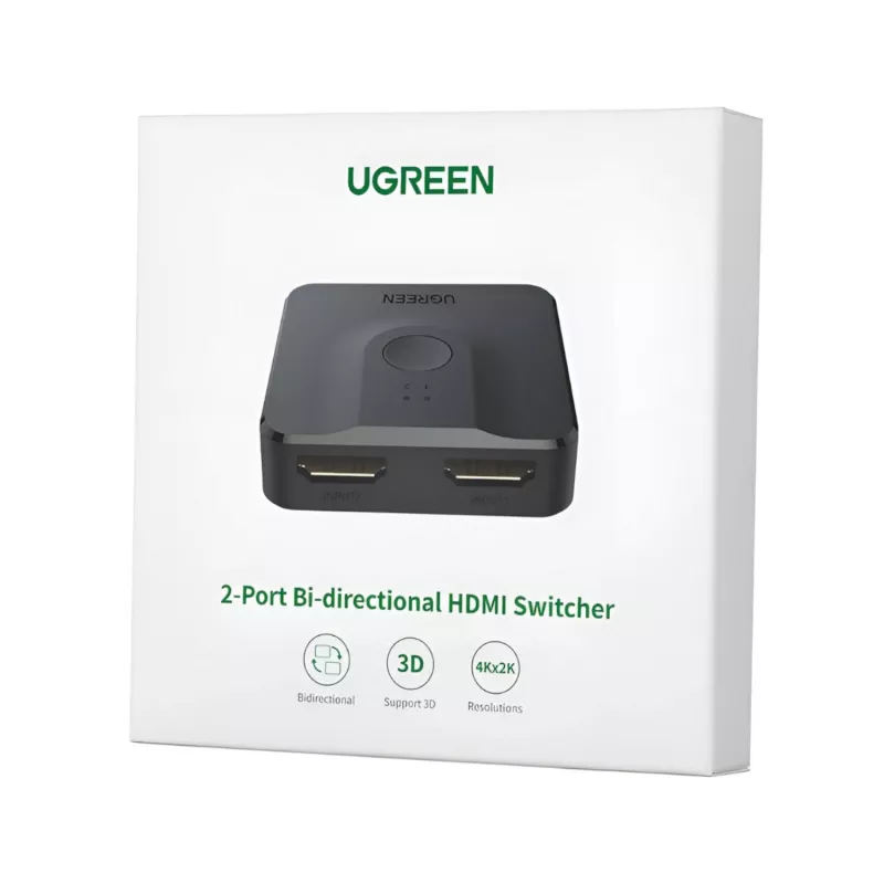 UGREEN CM217-50966 2-in-1 bidirektionaler 4K HDMI-Umschalter - Schwarz