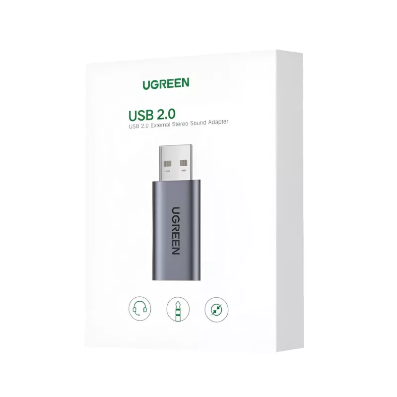 UGREEN CM383-80864 USB-A auf 3,5-mm-Audioanschluss Externer Sound-Adapter - Silber