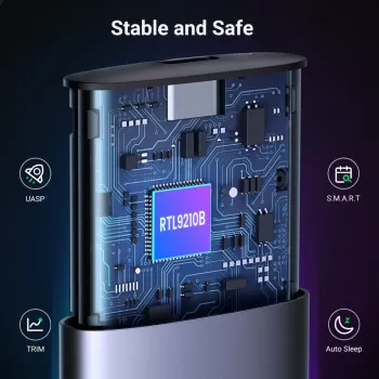 UGREEN CM400-90264 M.2 NVMe/SATA SSD-Gehäuse 10Gbps USB-C 3.2 Gen 2 werkzeuglos Aluminium Silber