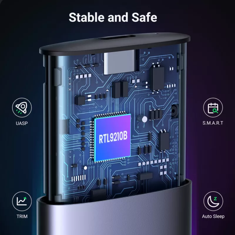 UGREEN CM400-90264 M.2 NVMe/SATA SSD-Gehäuse 10Gbps USB-C 3.2 Gen 2 werkzeuglos Aluminium Silber