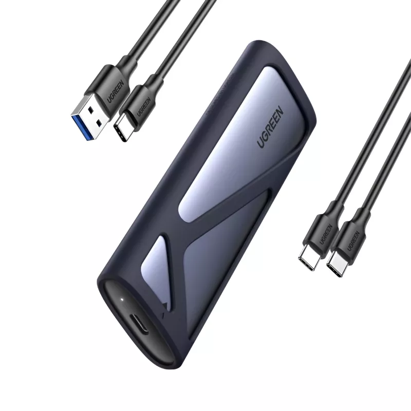 UGREEN CM400-90264 M.2 NVMe/SATA SSD-Gehäuse 10Gbps USB-C 3.2 Gen 2 werkzeuglos Aluminium Silber