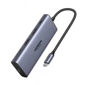 Ugreen CM639 USB-C 10-in-1 Hub mit 2x HDMI, 2x USB, RJ45, SD/TF, PD 100W