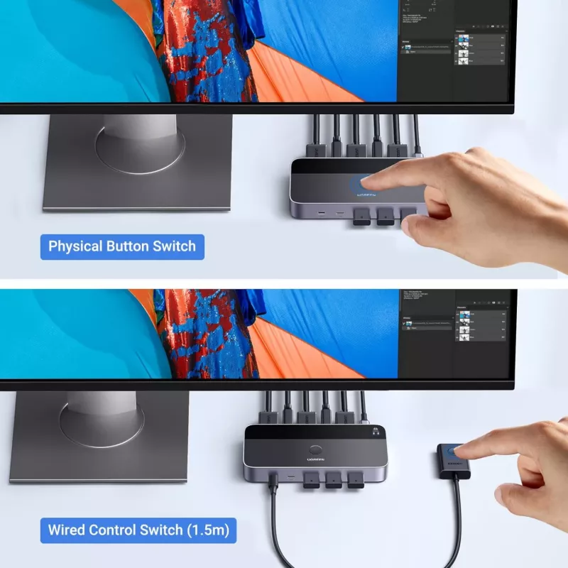 UGREEN CM664 KVM Switch HDMI 2x1 4K@60Hz Schwarz