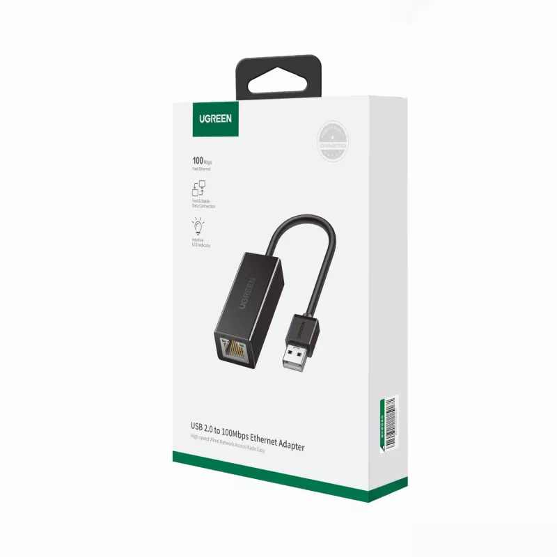 UGREEN CR110 USB 2.0 zu RJ45 Ethernet-Adapter - Schwarz