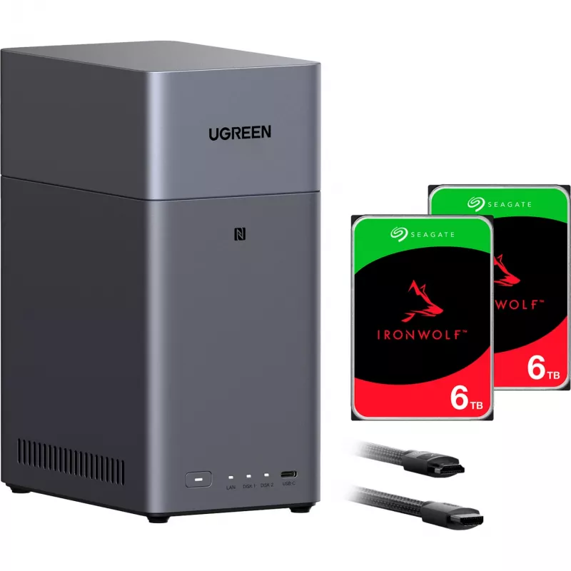 UGREEN DH2300 + 2x 6 TB Seagate IronWolf HDD Bundle (Black)
