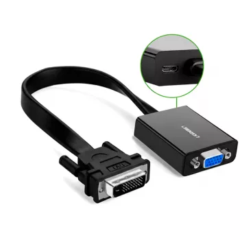 UGREEN DVI-D 24+1 auf VGA aktiver Video-Adapter (Stecker auf Buchse) – Schwarz