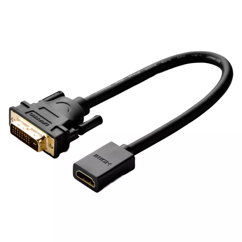 UGREEN DVI-auf-HDMI-Kabeladapter 15cm Stecker auf Buchse 1080p Full HD Schwarz