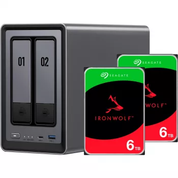 UGREEN DXP2800+ 2x Seagate IronWolf HDD Bundle - 2-Bay NAS mit Intel Celeron N5105, 8GB DDR4, 2x 2,5GbE, inkl. 2x 4TB HDDs