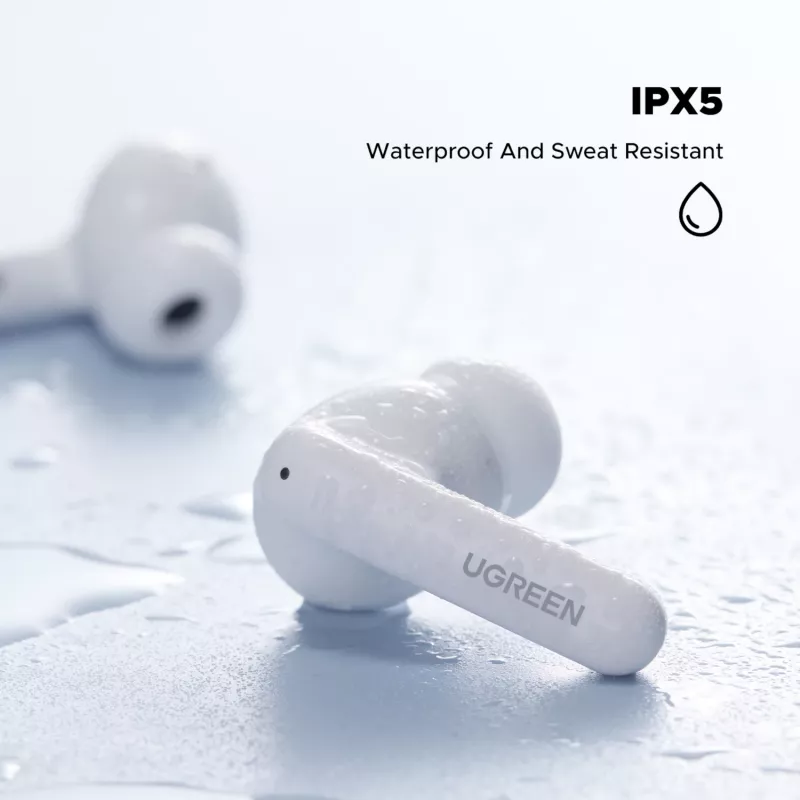 UGREEN EchoBuds Magic Kabellose In-Ear-Kopfhörer mit aktiver Geräuschunterdrückung, Bluetooth 5.2, IPX5 Wasserschutz – Weiß