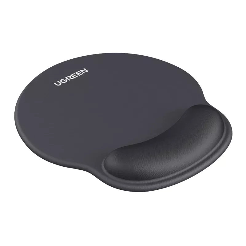 UGREEN Ergonomisches Mauspad LP668 – Gel-Handgelenkauflage, glatte Stoffoberfläche, rutschfeste Gummibasis, Schwarz