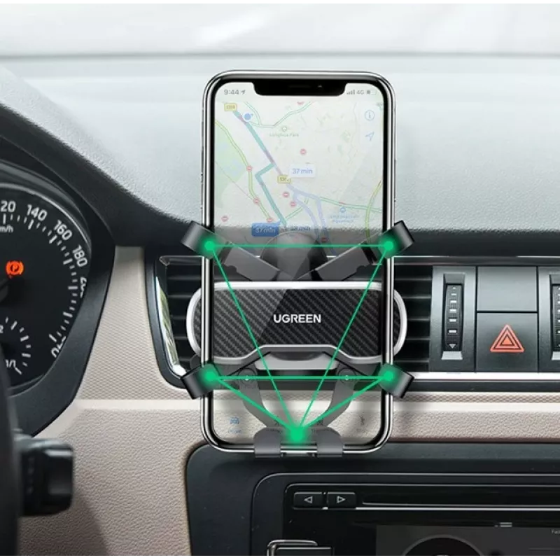 UGREEN Gravity Auto Telefonhalter Halterung für Armaturenbrett Windschutzscheibe, Universelle Smartphone-Halterung mit Starker Saugnapf, 360° Drehung, Teleskoparm, Ein-Knopf-Entriegelung, Schwarz