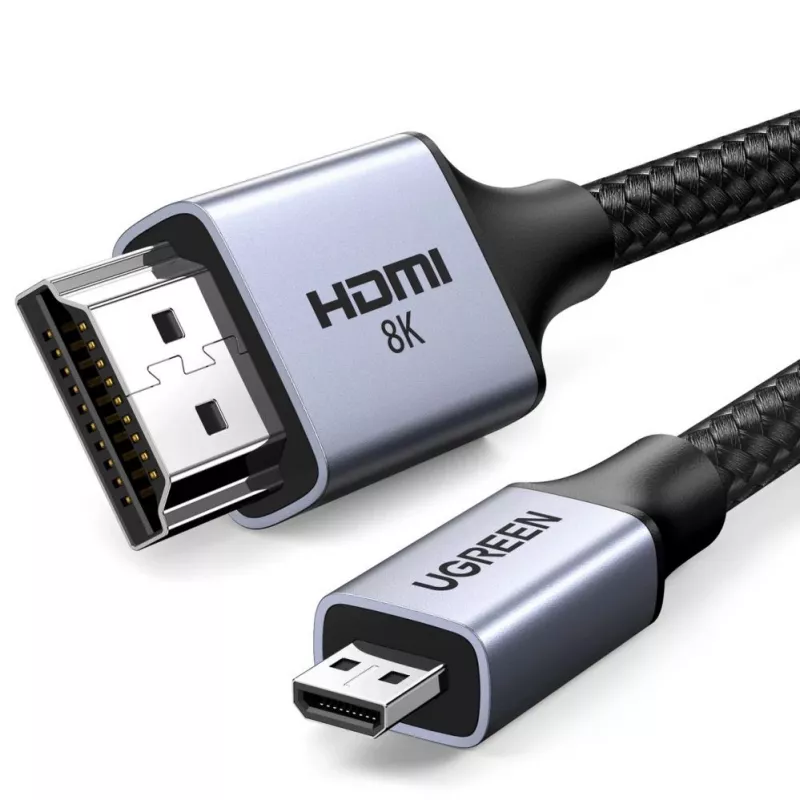 UGREEN HD164 Micro HDMI auf HDMI 2.1 Kabel 8K 1m Grau
