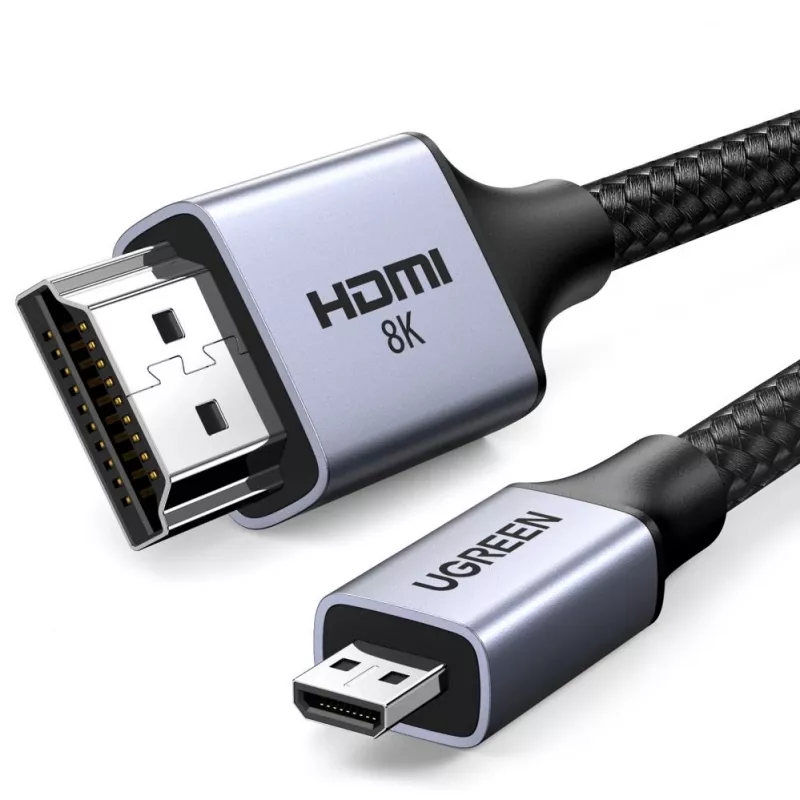 UGREEN HD164 Micro HDMI auf HDMI 2.1 Kabel 8K 2m Grau