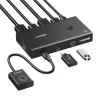 UGREEN HDMI 2.0 KVM Switch 2-In-1 Out, 2 Computer 1 Monitor, 4K@60Hz, 3-Port USB 2.0 Hub, Push Button & Hotkey Switching, Aluminiumlegierung, HDCP 2.2, HDR10