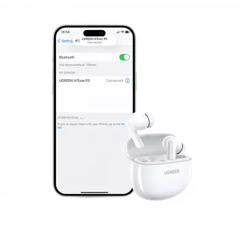 UGREEN HiTune P3 In-Ear kabellose Ohrhörer mit Hybrid-ANC, 35dB Geräuschunterdrückung, 4-Mikrofon-ENC, 30H Akku, IPX5, Bluetooth 5.2, niedrige Latenz, Weiß