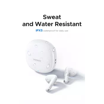 UGREEN Lightbuds Basic Semi-In-Ear True-Wireless-Ohrhörer, Bluetooth 5.3, 30h Akku, IPX5, Weiß