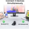 UGREEN Multi-Mode Vertikale Maus Bluetooth und 2.4G Wireless – Schwarz