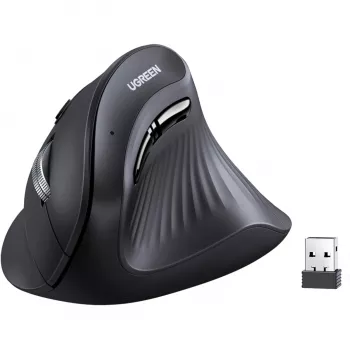 UGREEN Multi-Mode Vertikale Maus Bluetooth und 2.4G Wireless – Schwarz